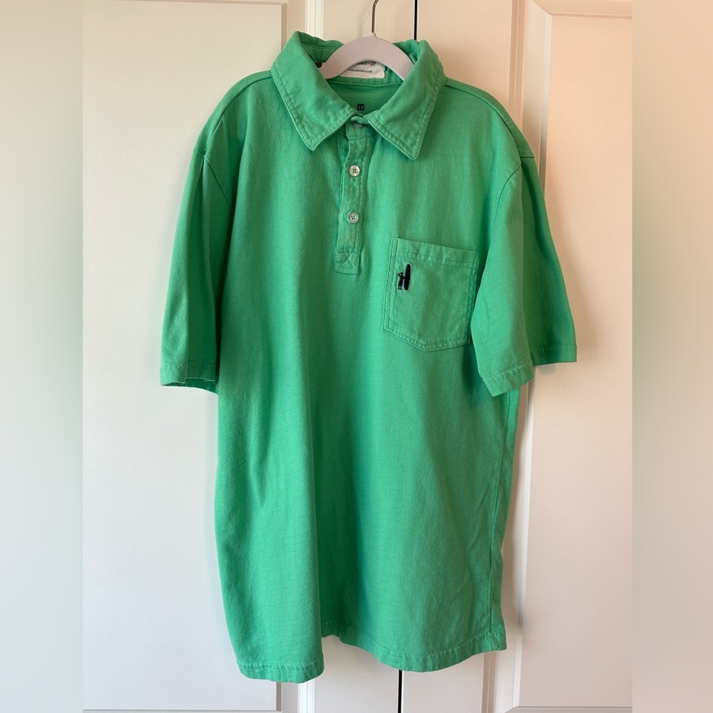 Johnnie-O Boys Green Short Sleeve Cotton Polo (Size 12)